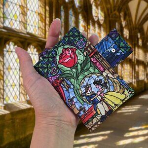 Handmade Beauty and the Beast Fabric Card Wallet with Key Ring